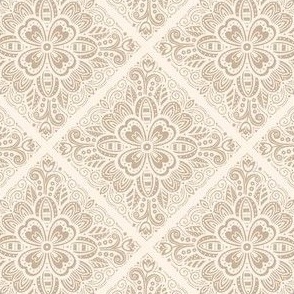 Cream Tonal Floral Tile 01