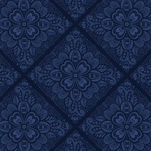 Navy Tonal Floral Tile