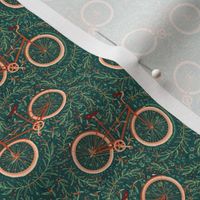 Bicycle ride through the dunes | Buckthorn shrubs | cat, rabbit, duck&heron doodle on green teal texture | Extra Small/miniature motif