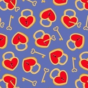 (small scale) Heart Lock & Key - Valentine's Day - deep peri - LAD22