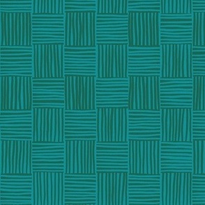Hand Drawn Checks with Lines - Teal And Green - Medium
