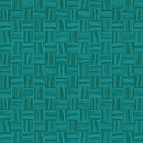 Hand Drawn Checks with Lines - Teal And Green - Small