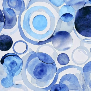 Loose Watercolor Painted Shapes Pattern Light Blue And Indigo