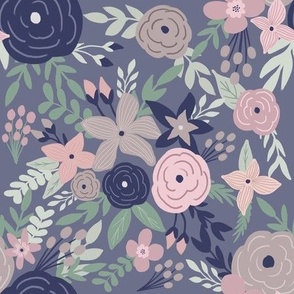 january midnight lavender garden florals - on dusty blue