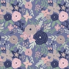january midnight lavender garden florals - on periwinkle