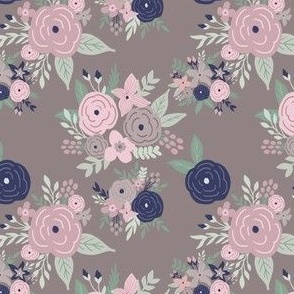 january midnight lavender bouquet florals  - on muted brown