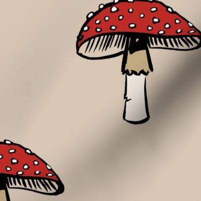 Small Single Mushroom on Tan