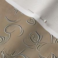 textured raised faux embossed in bronze thin line print