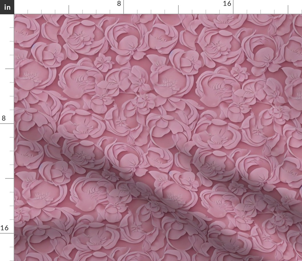 textured raised faux embossed in rose floral