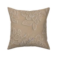 textured raised faux embossed in sandy  floral perfection