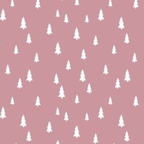 mini minimalist trees - white on rosy pink