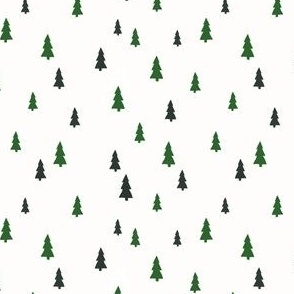 mini scale minimalist christmas trees - green on ivory