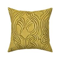 textured raised faux embossed in gold damask chic