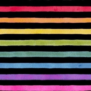 Watercolor Rainbow Stripe on Black - Angelina Maria Designs