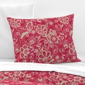 Viva Magenta Vintage Floral Chintz Red Olive by Jac Slade