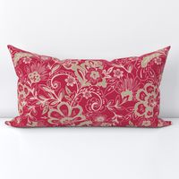 Viva Magenta Vintage Floral Chintz Red Olive by Jac Slade