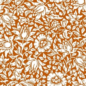 1879 "Mallow" by William Morris - Texas colors - White on Burnt Orange