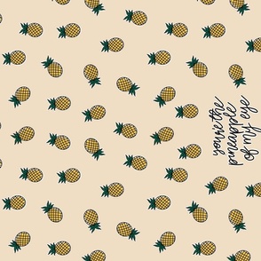 You're The Pineapple Of My Eye Tea Towel Wall Hanging My Punny Valentine Pineapples on Cream