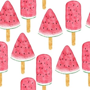 Ice Cream Popsicle - Watermelon Watercolor Pattern