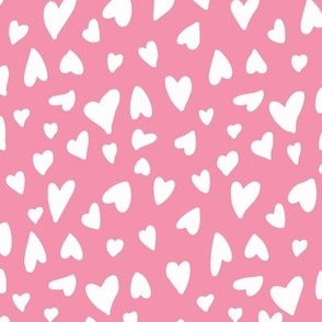 Valentine Love heart pattern - White-Hearts and Pink Background