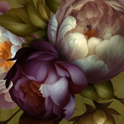 Baroque Dramatic Glamour   burgundy bold moody floral flower garden with english roses, bold peonies, lush antiqued flemish flowers