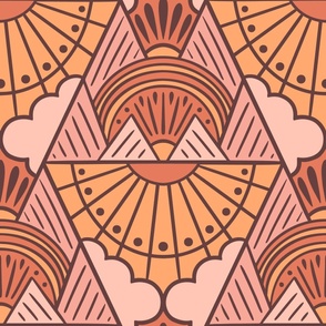 Mountain Sunrise Geometric | Jumbo Scale | Blush Peach & Terracotta