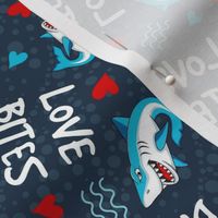 Medium Scale Love Bites Sarcastic Valentine Sharks on Navy