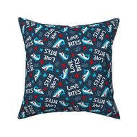 Medium Scale Love Bites Sarcastic Valentine Sharks on Navy