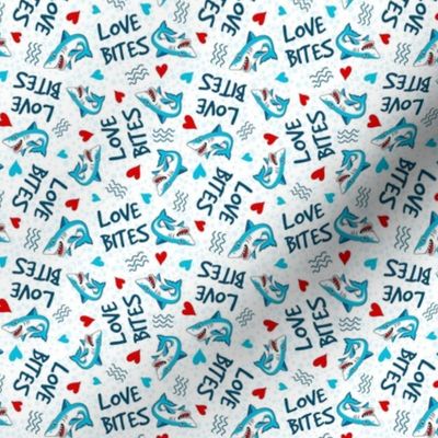 Small Scale Love Bites Sarcastic Valentine Sharks on White