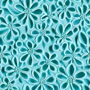 textured raised faux embossed in retro green florals