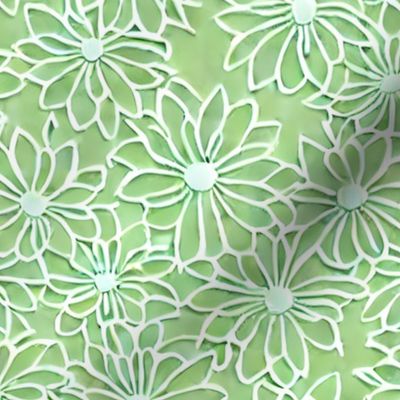 textured raised faux embossed in green tea flowers