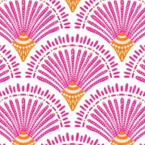 happy painted boho array hot pink and orange scale summer // mid scale