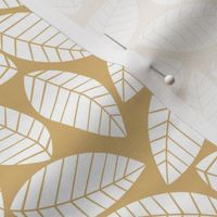 Leaves || White Leaves on Honey Yellow by Sarah Price