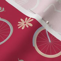 Bikes and Baskets Magenta Background