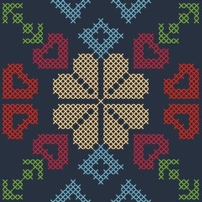 cross stitch colorful - dark background