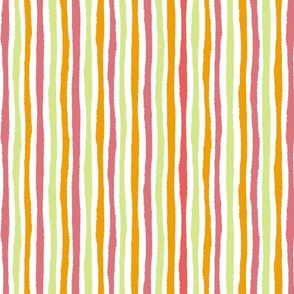 colorful rustic stripes - watermelon and marigold and honeydew - stripes fabric and wallpaper
