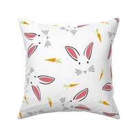 cute rabbits - easter bunny - bunnies and carrots fabric and wallpaper