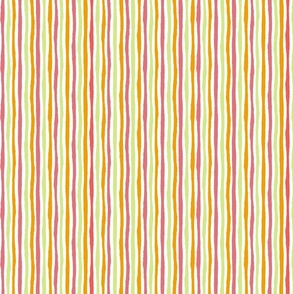 colorful rustic thin stripes - watermelon and marigold and honeydew - stripes fabric and wallpaper