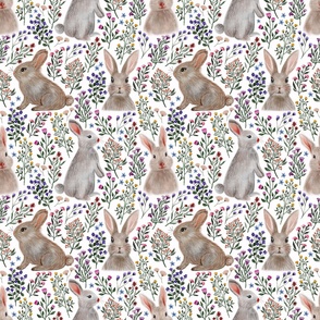 Rabbits and Wildflowers - Medium Version