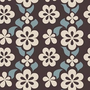 Art Deco Flowers in Tan, Blue, and Aubergine