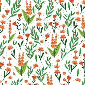  Bloom  Orange Flowers Ditsy Fabric