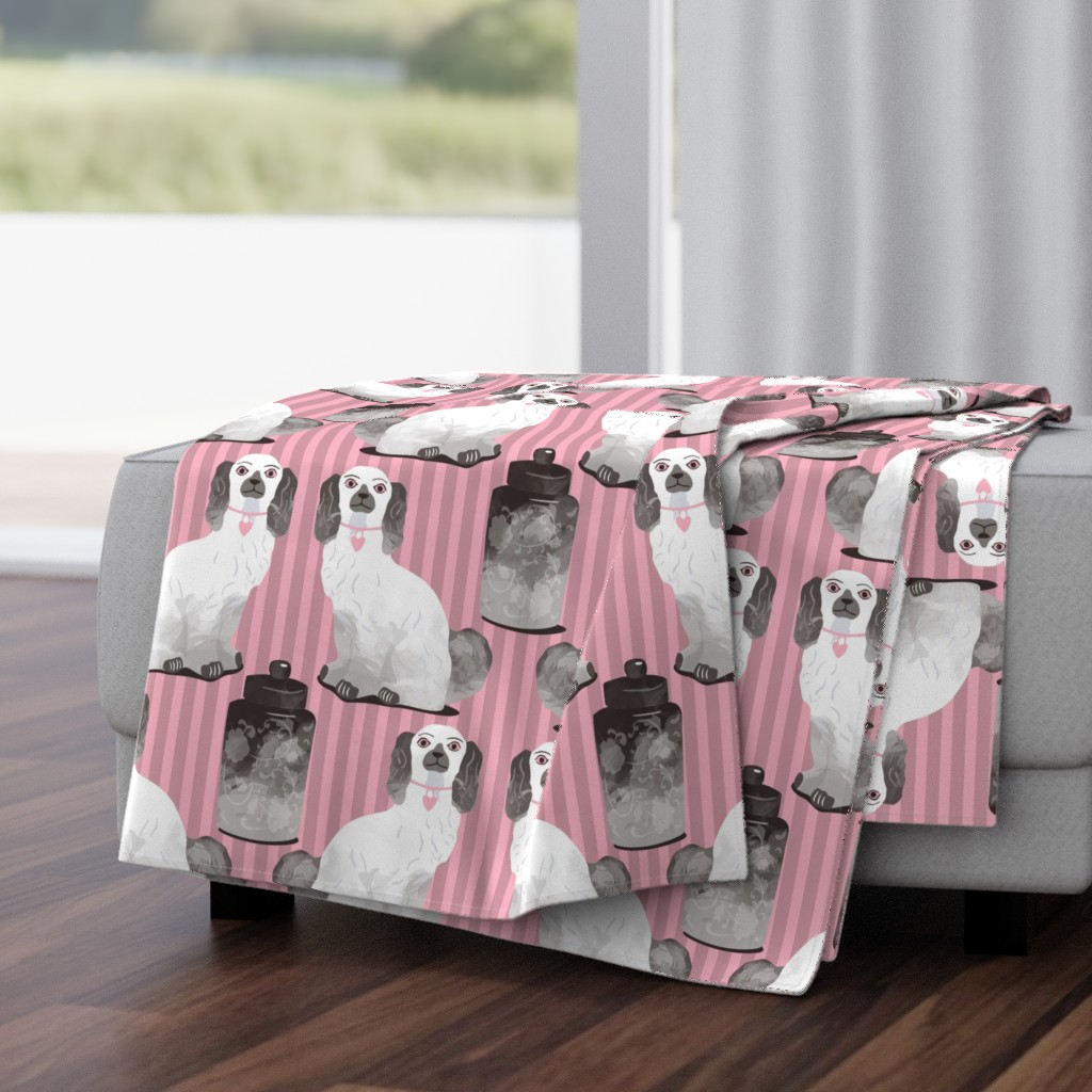 Staffordshire ceramic dogs grey pink