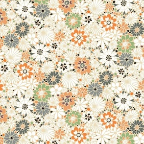 Heart Flowers - Cream and Orange