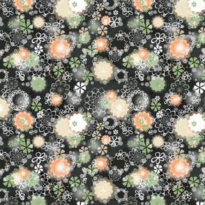 Lacy Flowers - Green and Orange