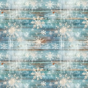 Snowstorm at the Cottage - Distressed Blue Wallpaper - New