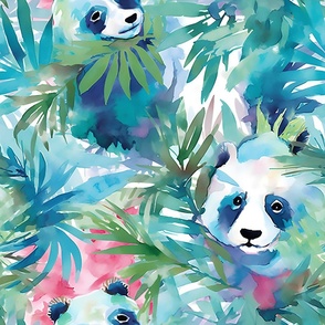 Panda Paradise on White Wallpaper 