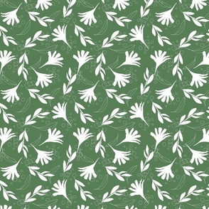 Green and white floral 