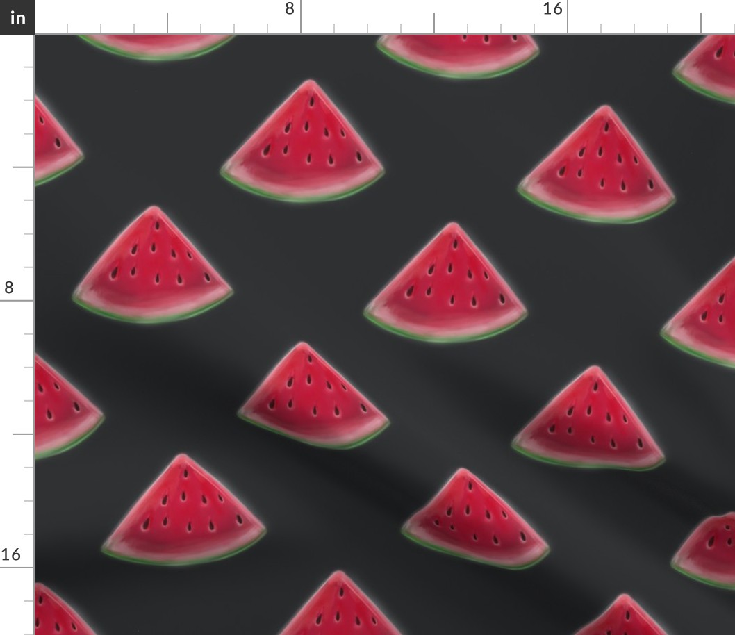 Watermelon Slice Minimalist on Dark Grey Medium