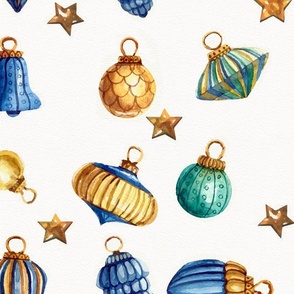 Vintage Ornaments In Blue Green And Gold