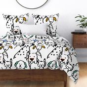 Color Pop Doodle Dogs Jumbo 24 inch x 48 inch scale repeat Black Outline